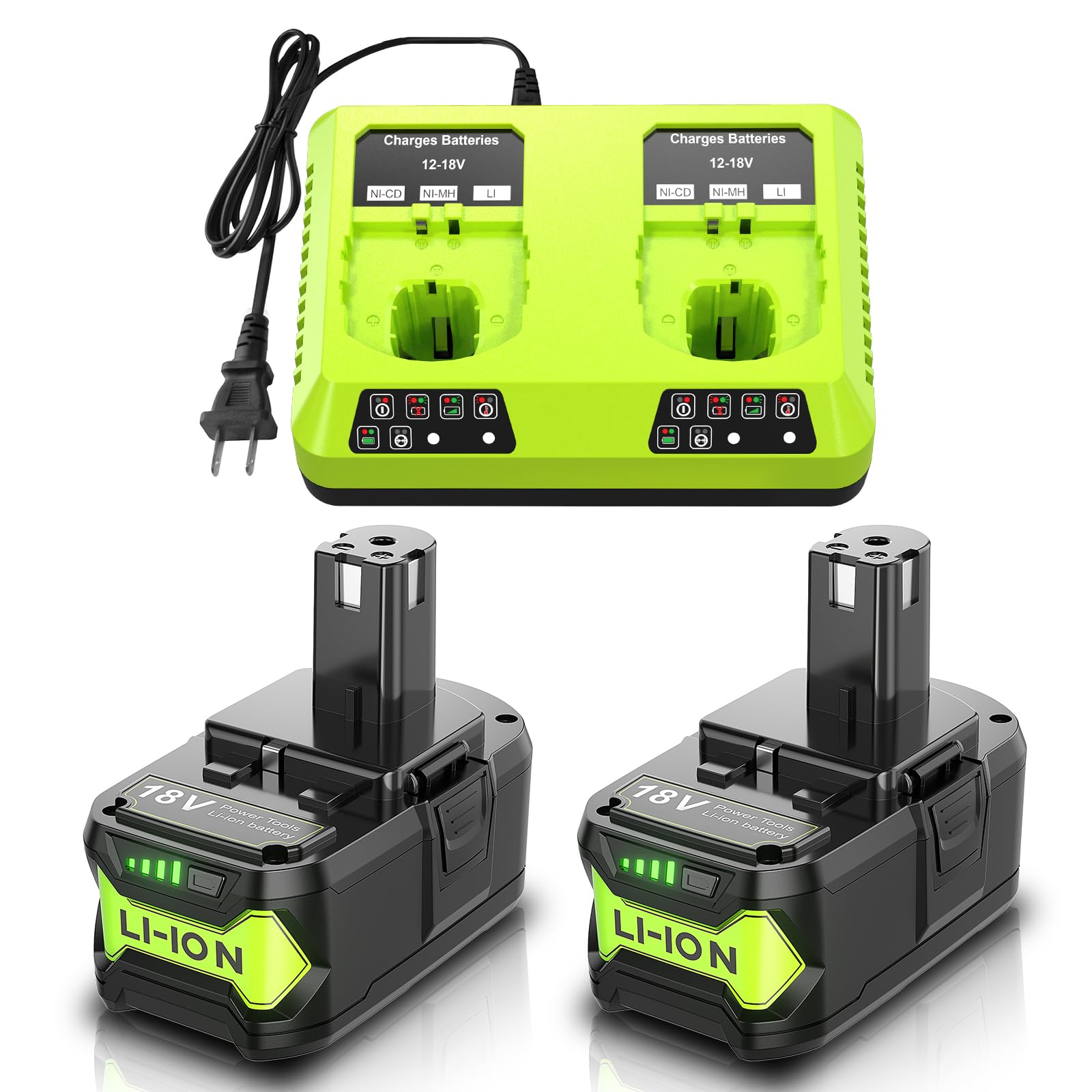 Bonacell 2-pack 18V battery for Ryobi extends tool runtime.