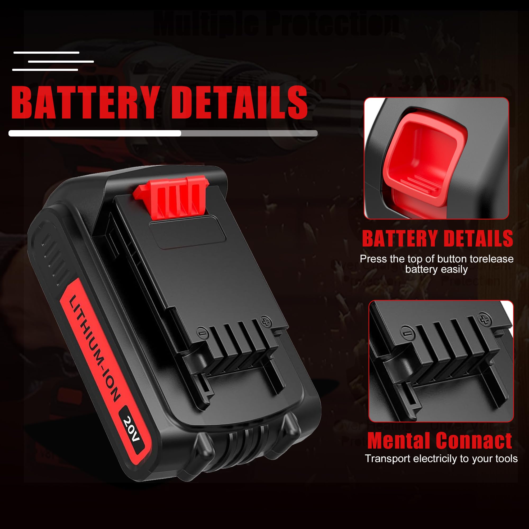 Bonacell 4000mAh high-capacity 20V battery for longer tool use.
