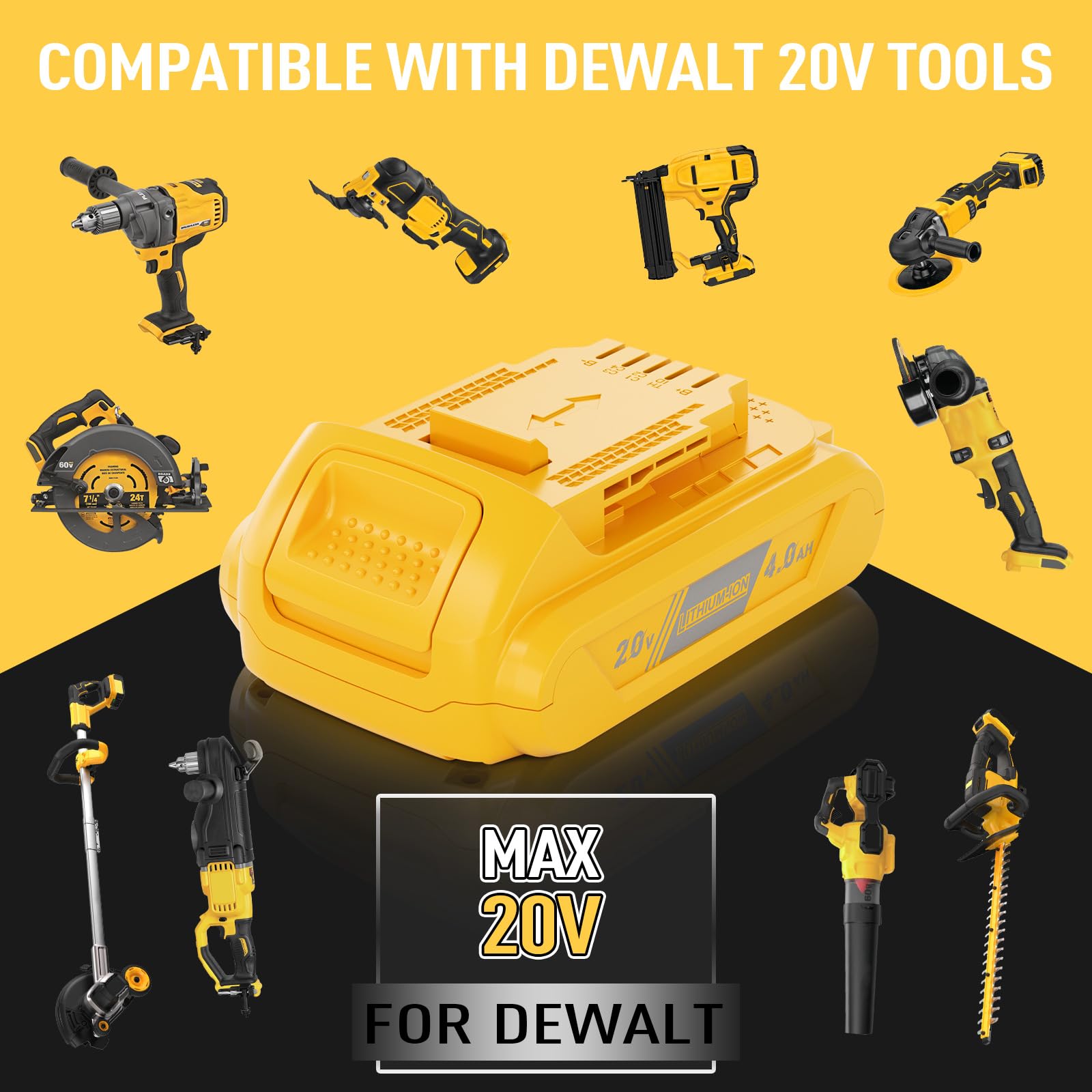 Bonacell 4Ah DeWalt battery charging scene shows efficient top-ups during long jobs.