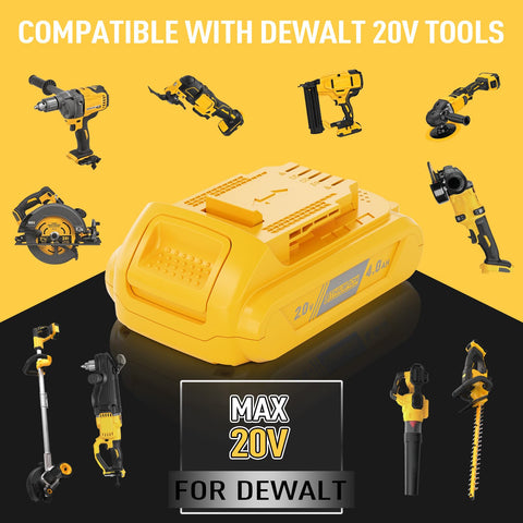 Bonacell 4Ah DeWalt battery charging scene shows efficient top-ups during long jobs.