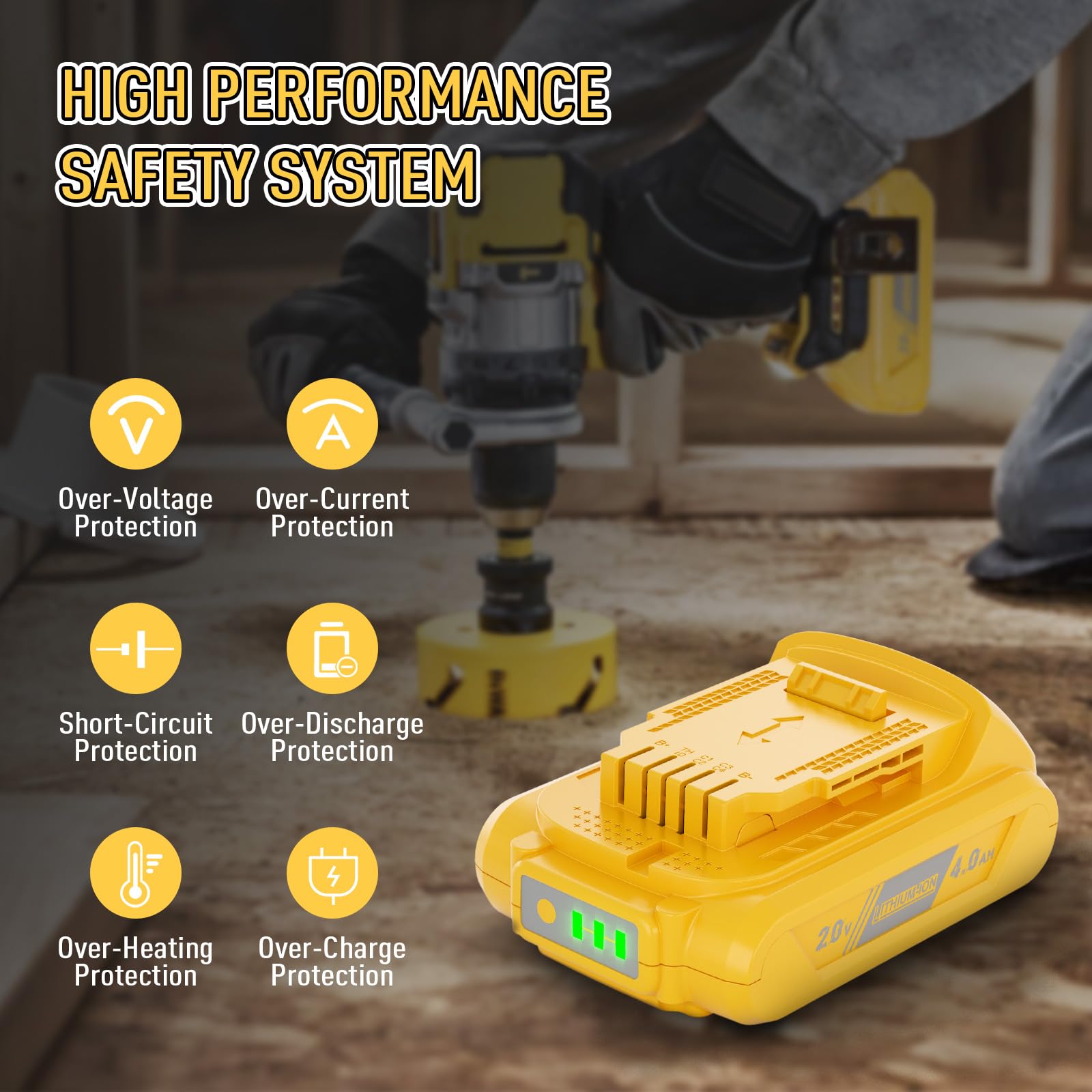 Bonacell 4Ah DeWalt battery compatibility with DeWalt tools enables flexible setups.