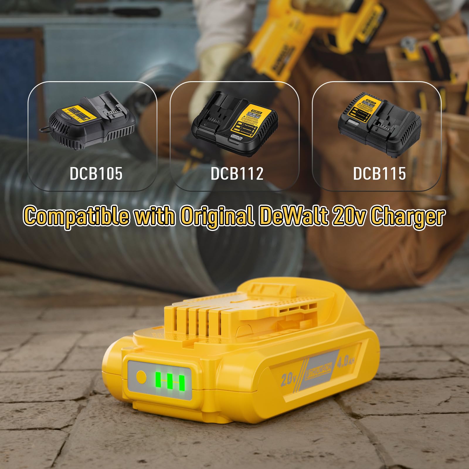 Bonacell 4Ah DeWalt battery in use powering DCD/DCB tools for reliable performance.