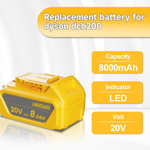Bonacell 8Ah battery for DCB200, side view showing compact design for easy handling.