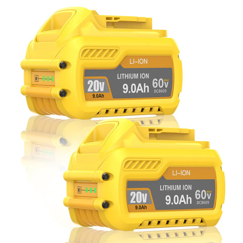 Bonacell 9.0Ah replacement battery for DeWalt, front view, extended runtime for demanding tasks.