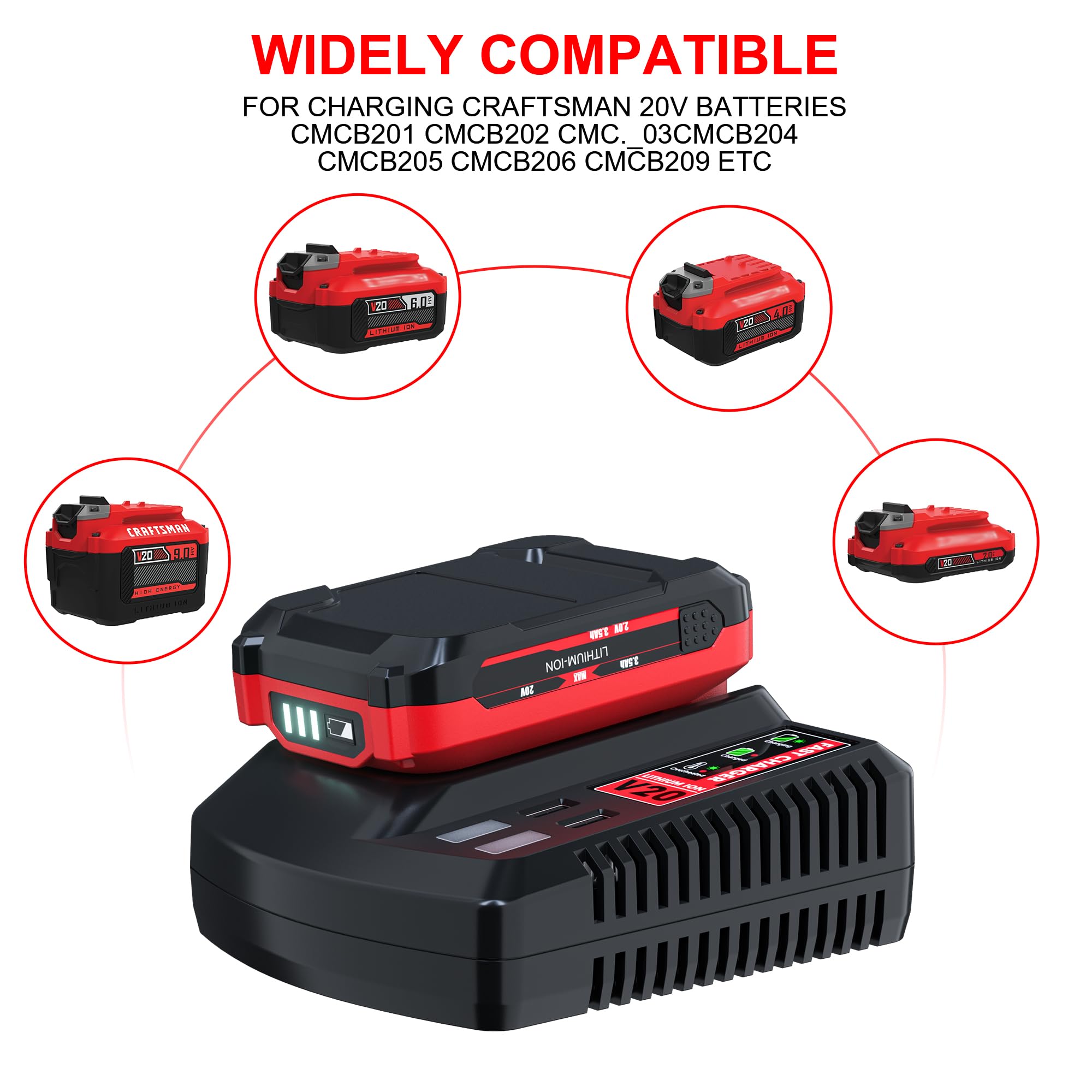 Bonacell compatibility highlights broad Craftsman 20V max compatibility.