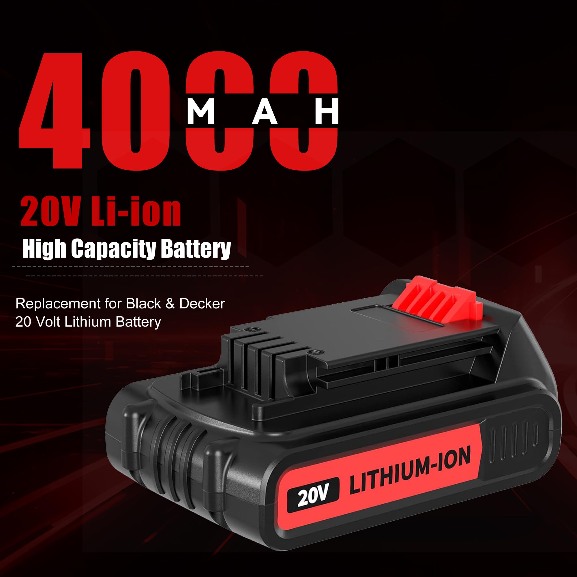Bonacell battery compatible with Black &amp; Decker 20V LB20 and LBX20.