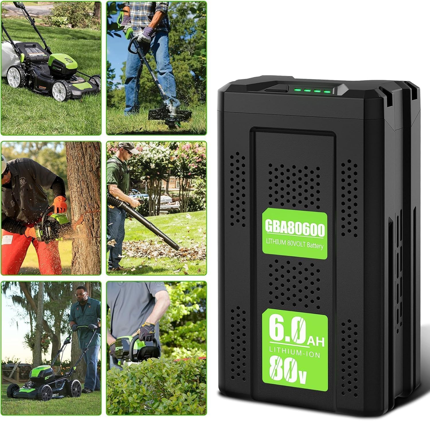Bonacell 80V battery in blower context demonstrating long operation between charges