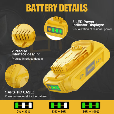 Bonacell LED indicator on battery for quick charge status checks.
