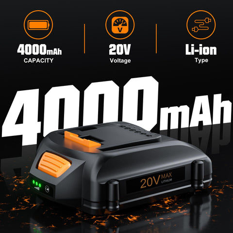 Bonacell battery with LED indicator illustrating charge status for Worx 20V