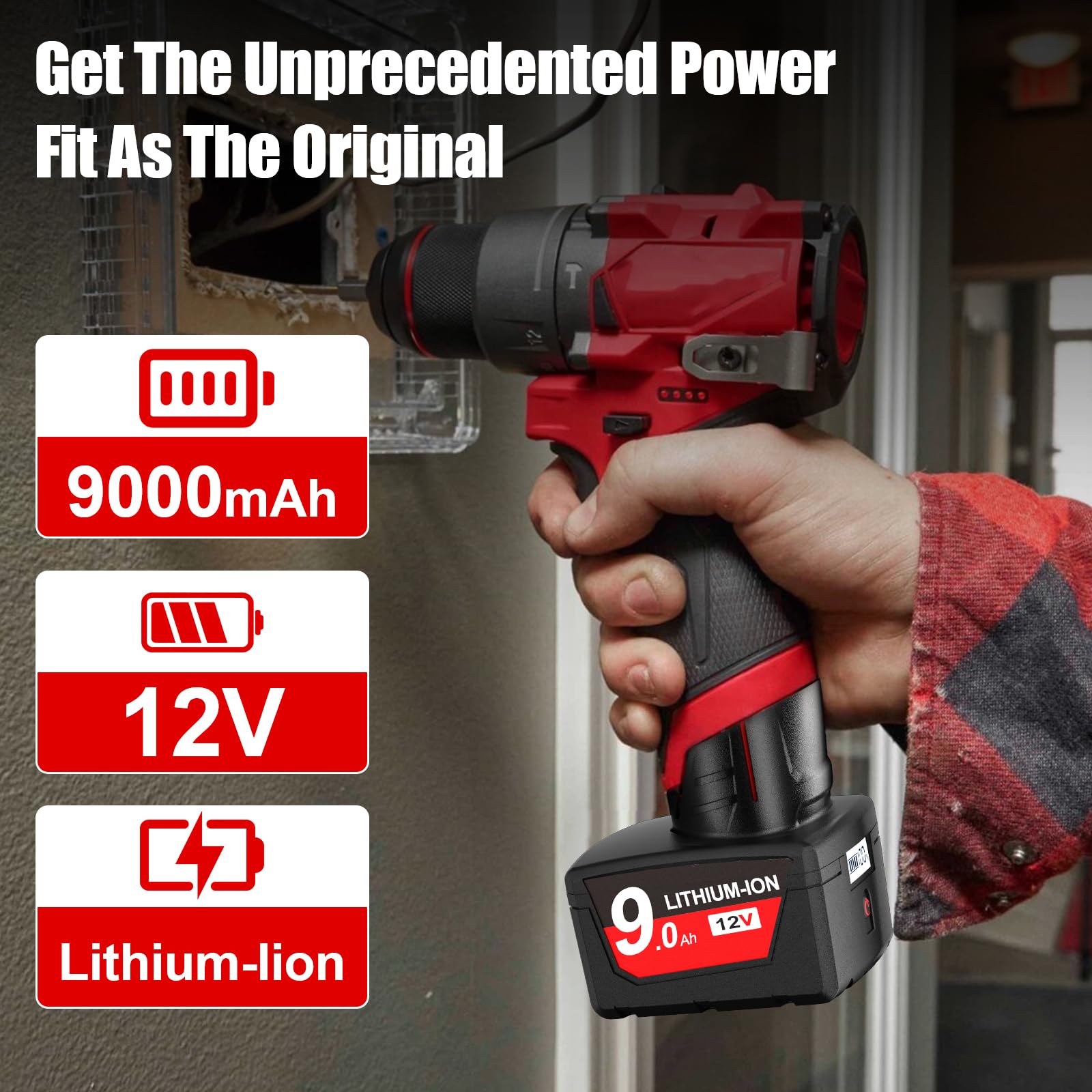 Bonacell Milwaukee 12V battery compatible with 48-11-2411 for versatile tool use.