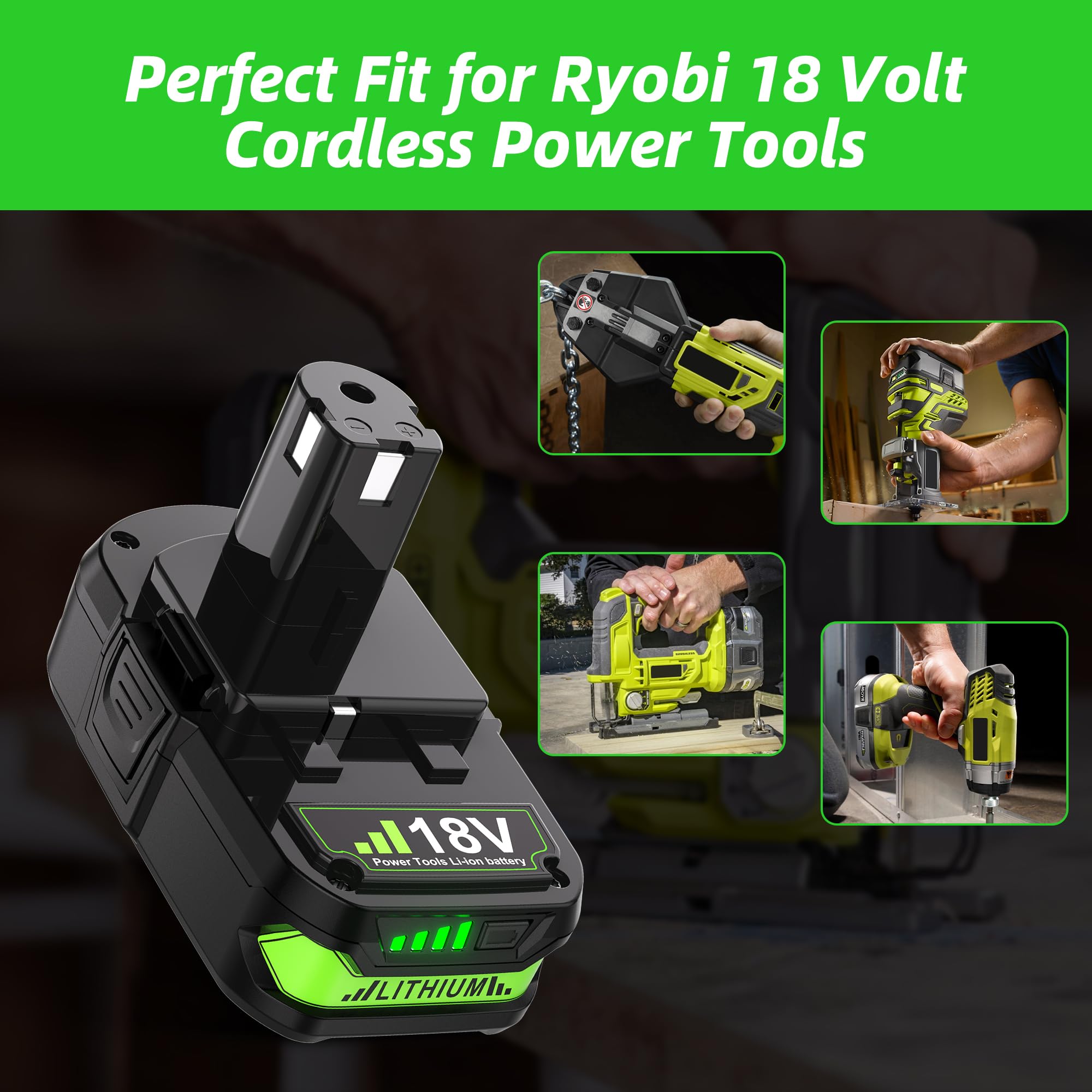 Bonacell Ryobi 18V battery pack 2-pack enables quick tool swaps