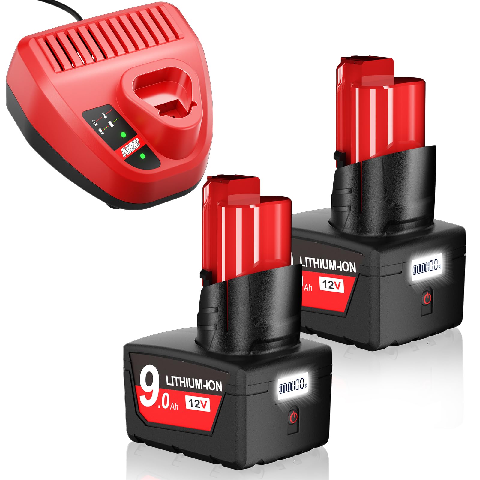 Bonacell upgraded 9.0Ah Milwaukee M12 battery collection with extended runtime potential.