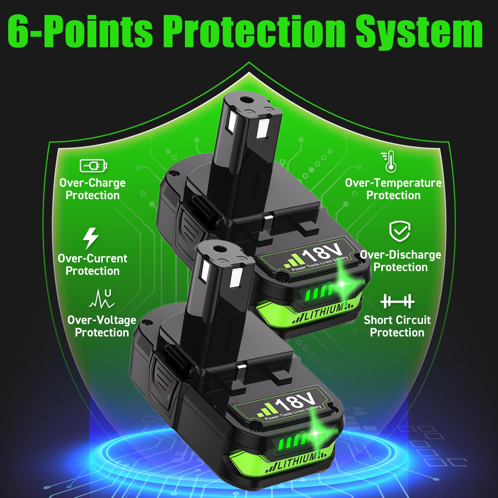 Bonadget 18V Ryobi battery installed in cordless tool for steady performance.