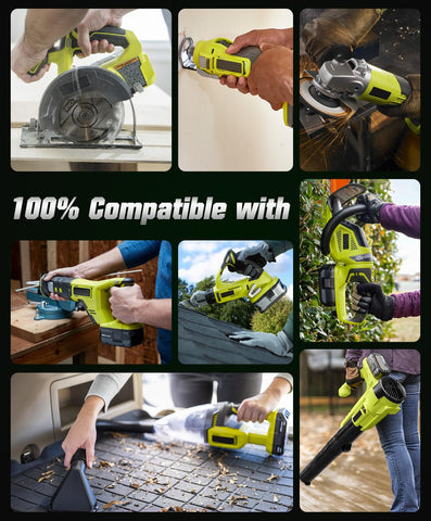 Bonadget Ryobi 18V battery compatibility chart highlights broad tool support.
