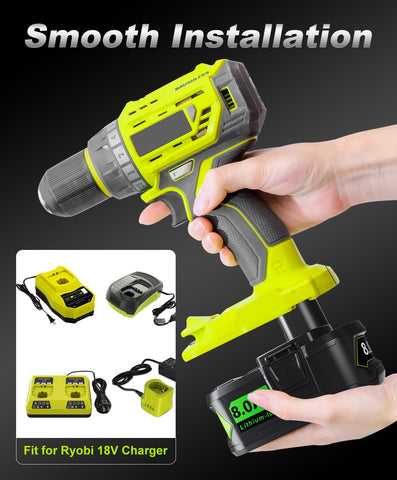 Bonadget Ryobi 18V battery installation is quick and tool-ready.