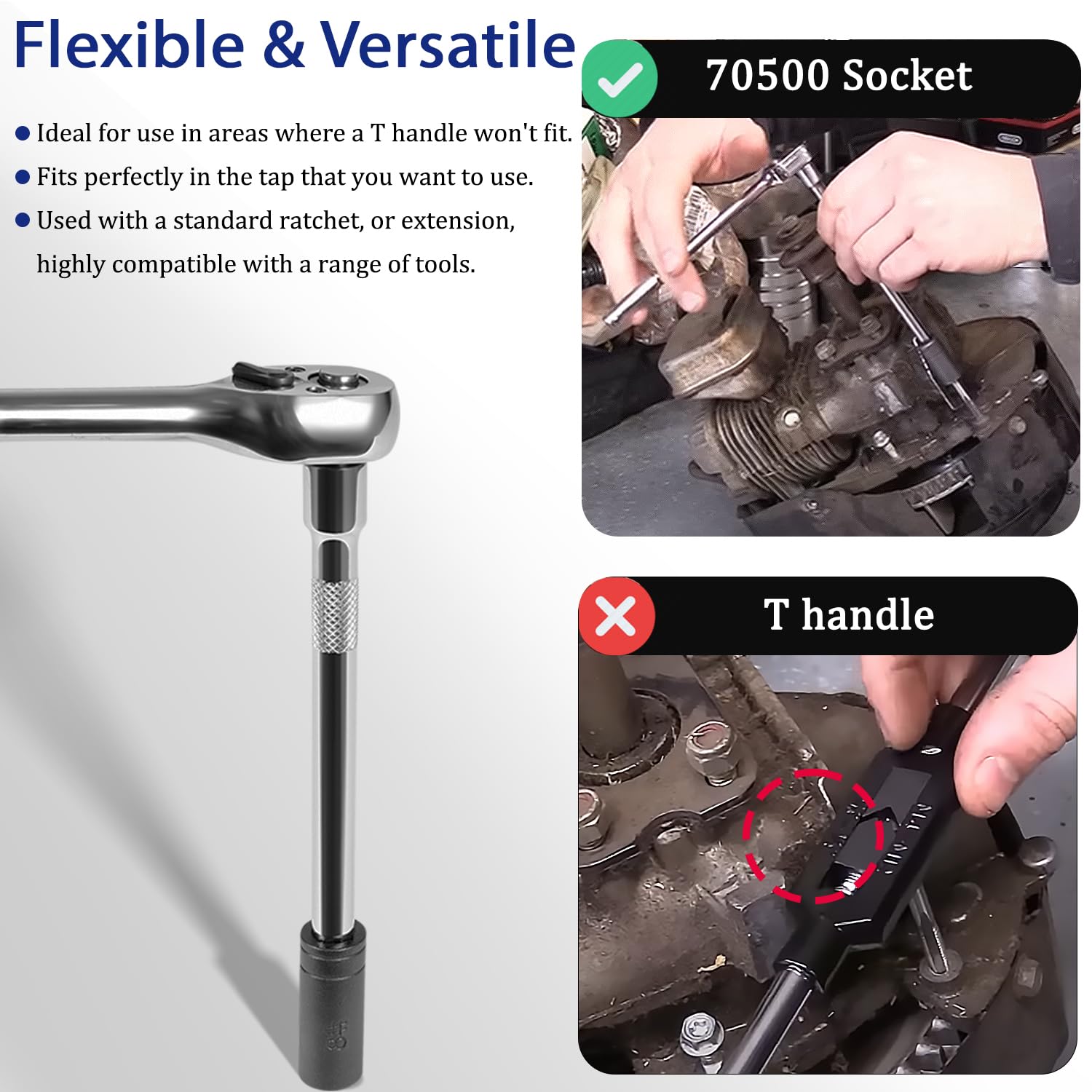 Bonbo 70500 socket 3 — 3/8 inch drive for standard tap engagement.