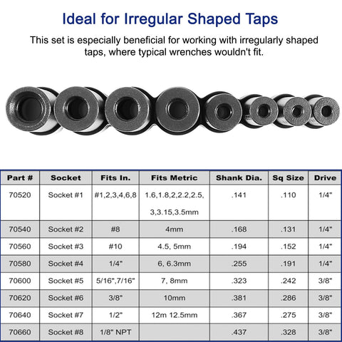 Bonbo 70500 socket 6 — metric taps up to 12 mm supported.