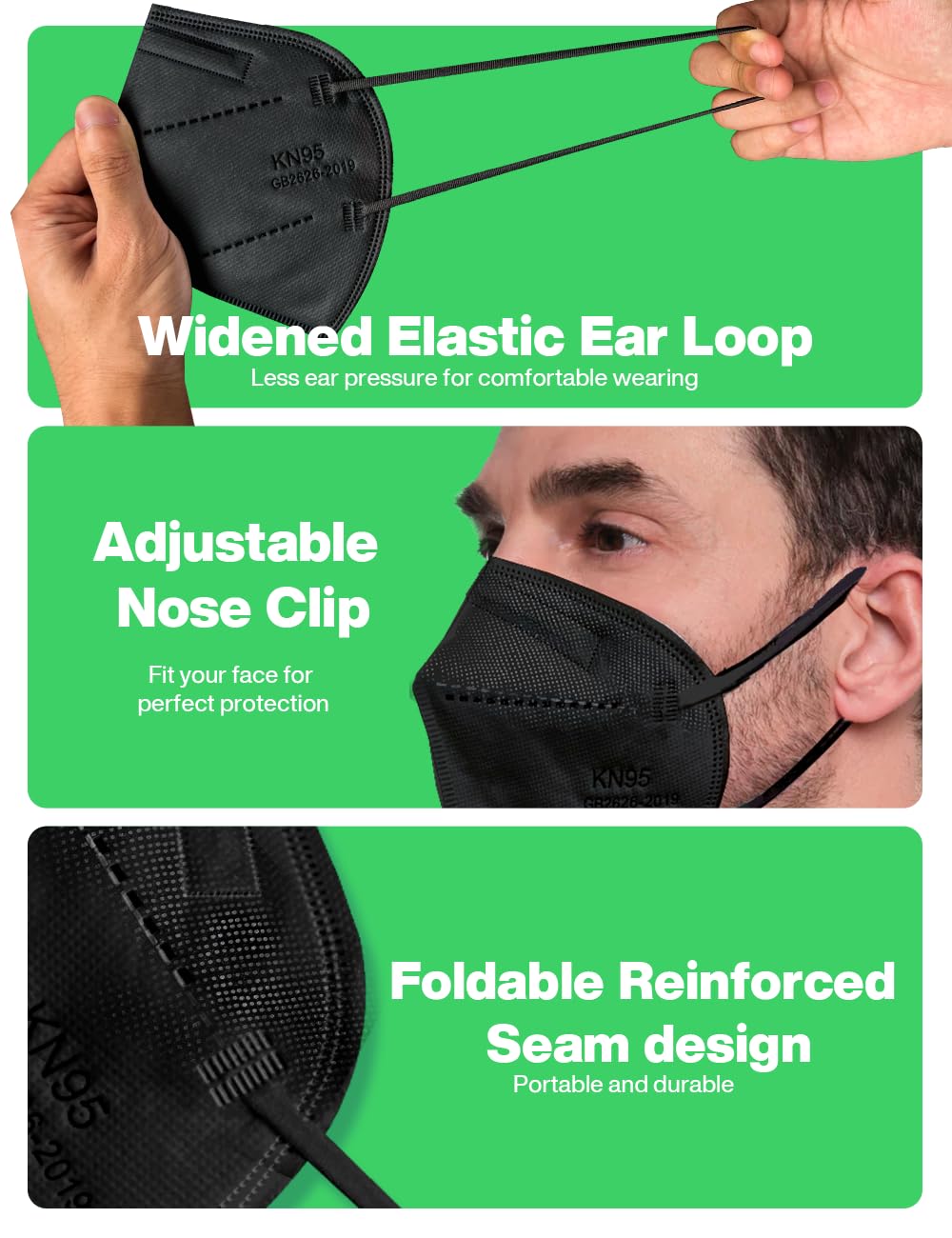 Boncare KN95 masks are foldable and lightweight for easy pocket carry.