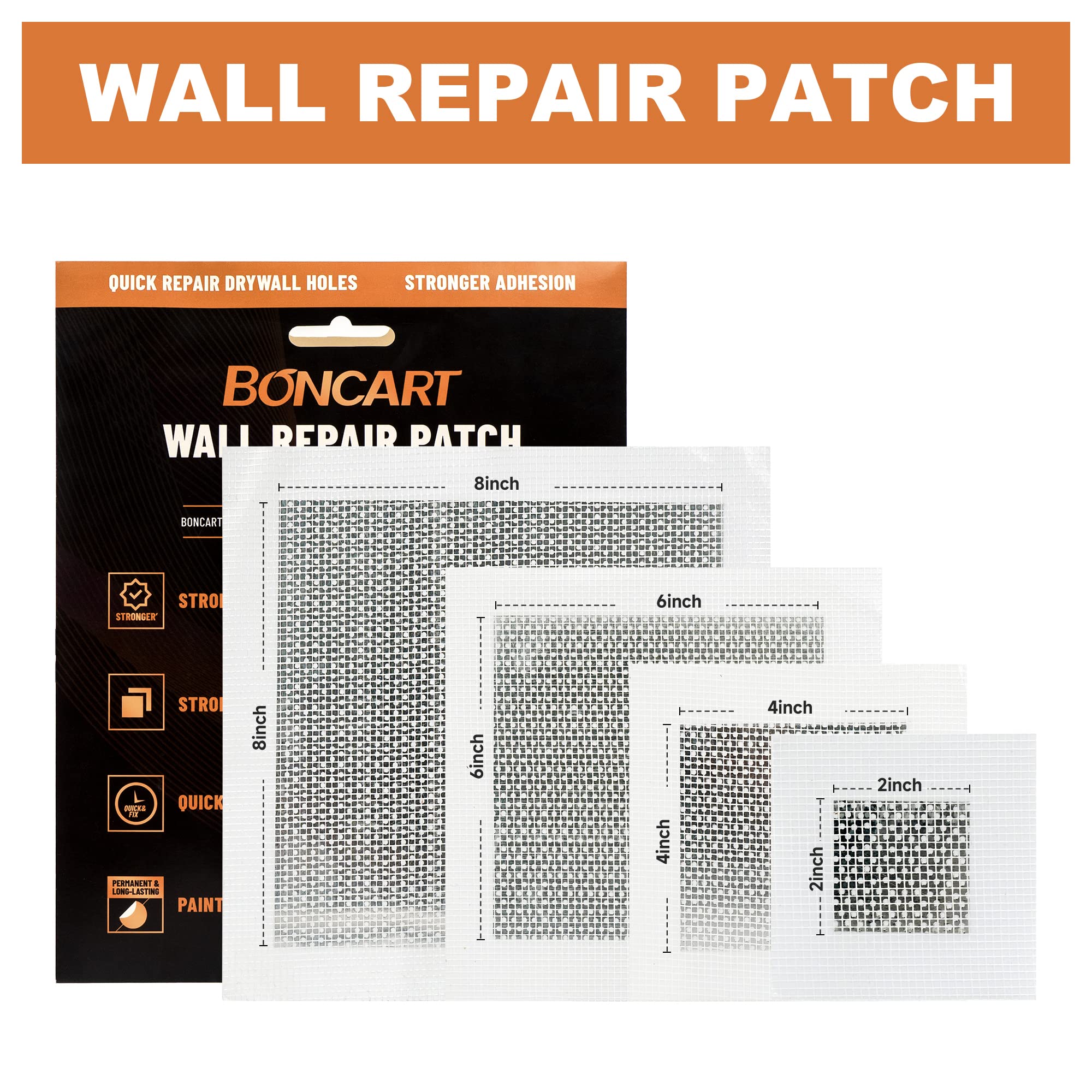 Boncart drywall patch 4inch adhesive for medium holes and seamless finish.