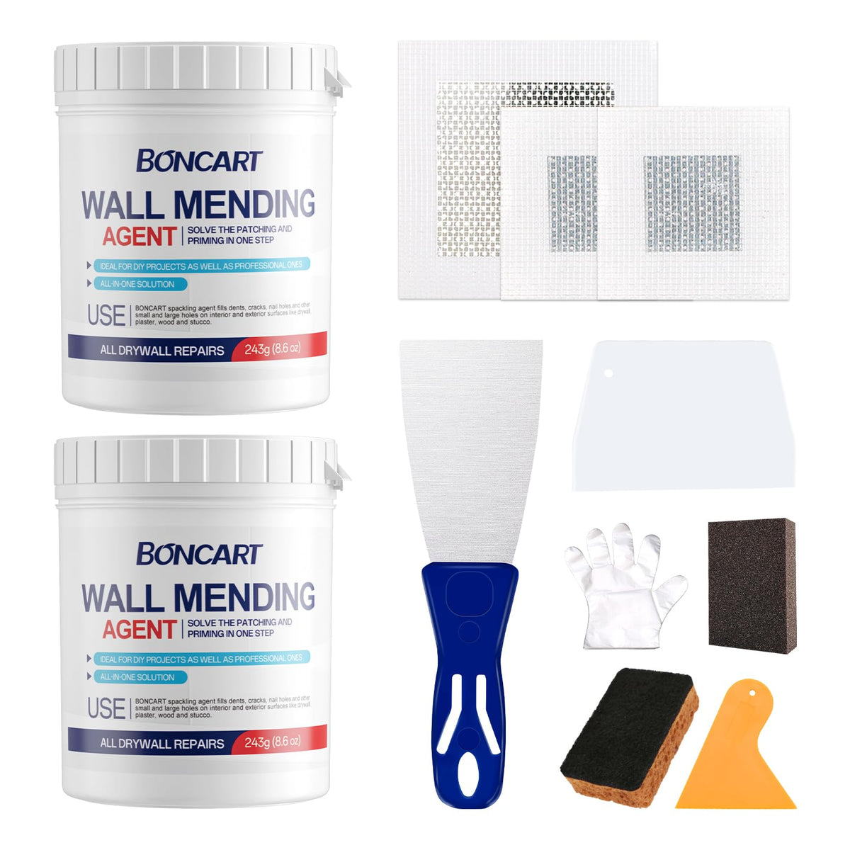 Boncart drywall patch kit patch-assembly enables quick, durable wall repair.