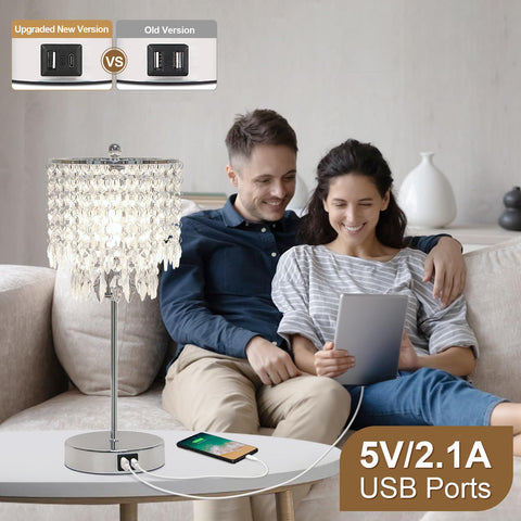 Boncoo crystal table lamp set of 2 touch-control base for easy brightness adjustment