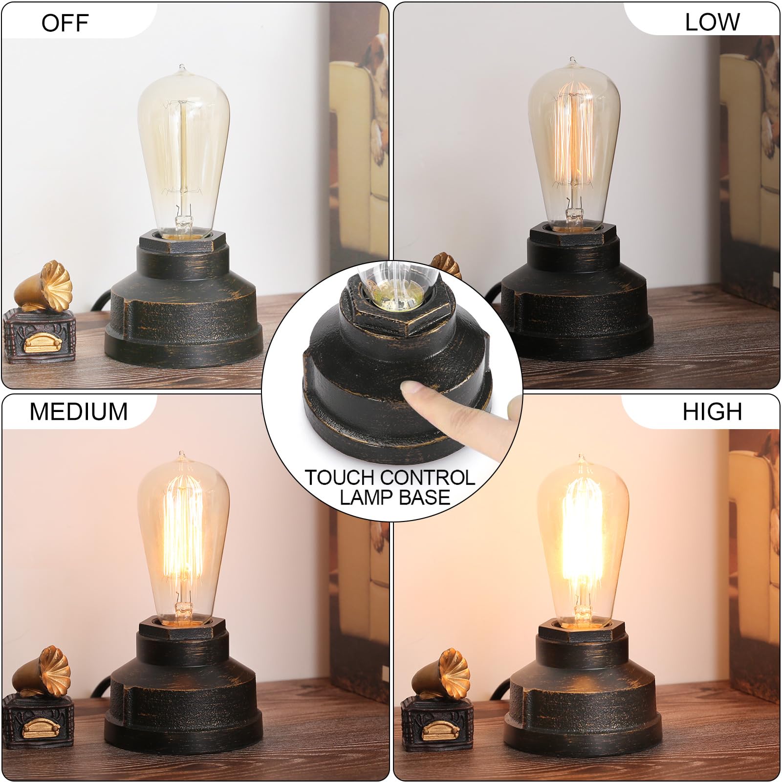 Boncoo industrial table lamp with antique rust finish for vintage decor