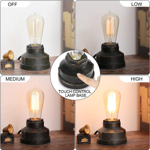 Boncoo industrial table lamp with antique rust finish for vintage decor