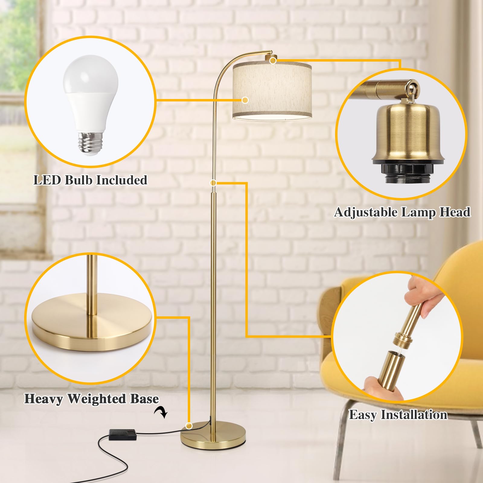 Included Boncoo 9W LED bulb delivers efficient, flicker-free light