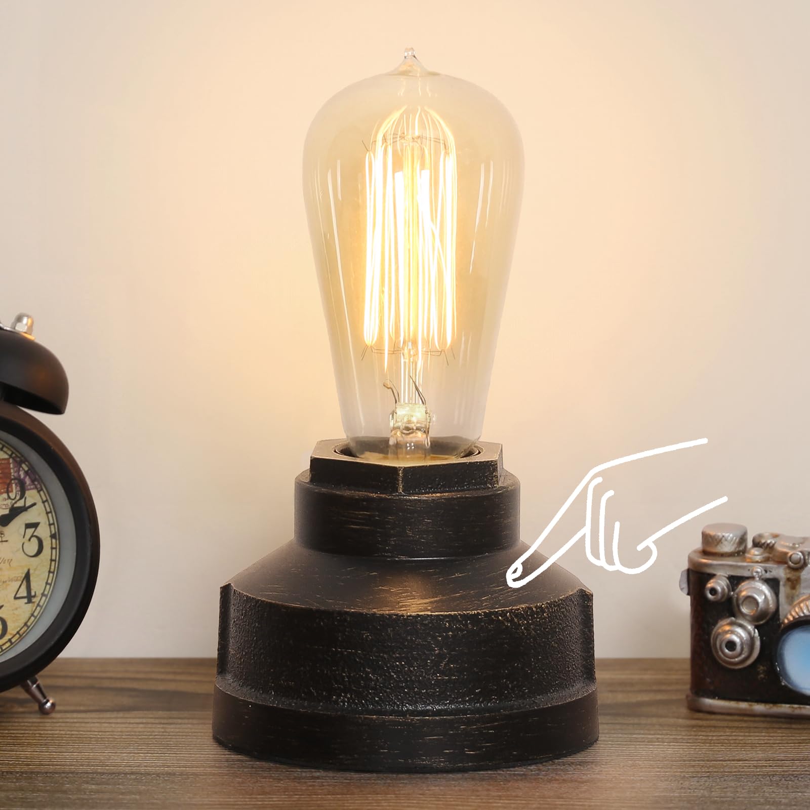 Boncoo small touch lamp base with three brightness levels for easy bedside lighting