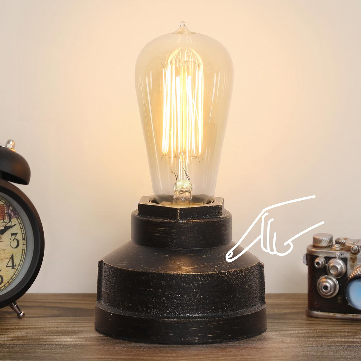 Boncoo small touch lamp base with three brightness levels for easy bedside lighting