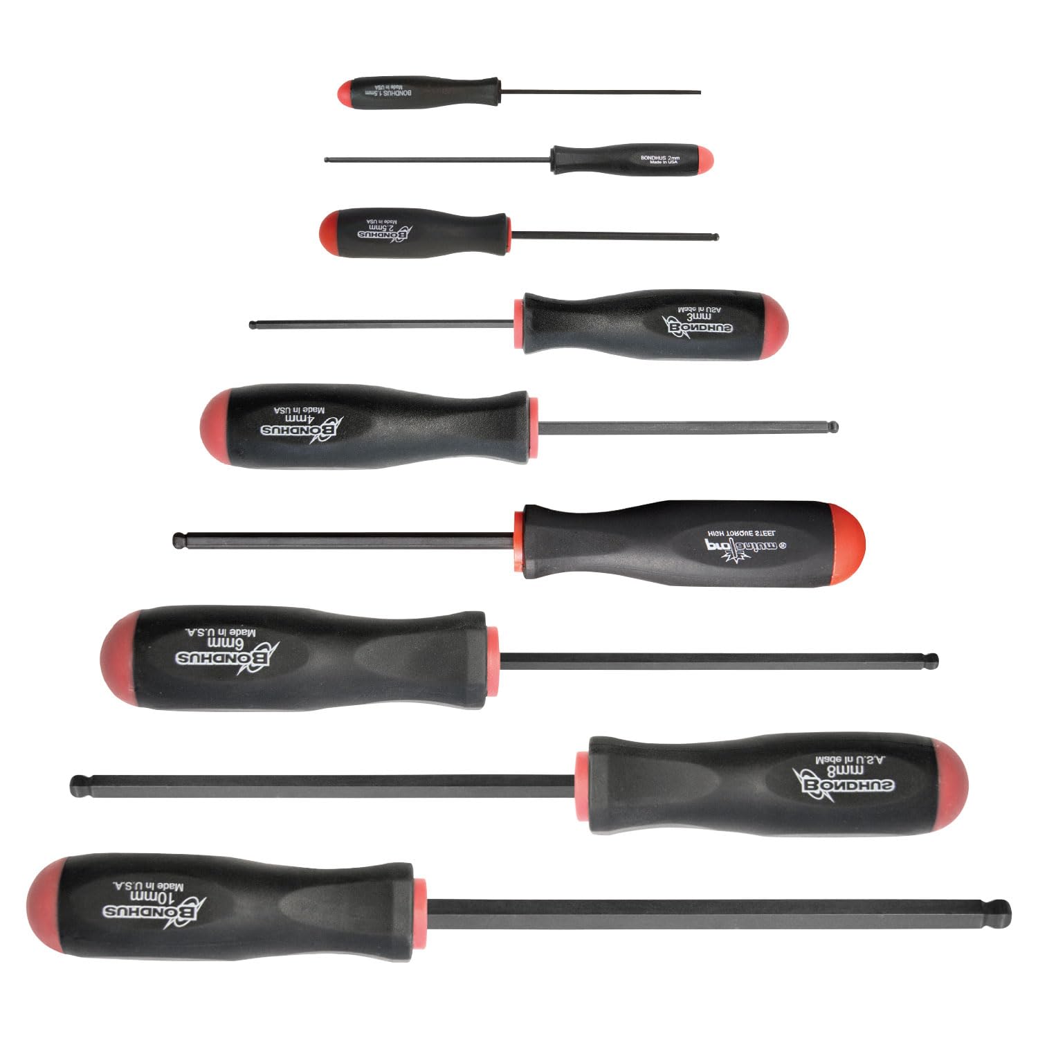 Bondhus 10699 balldriver set with ergonomic handles for comfortable, fatigue-free use