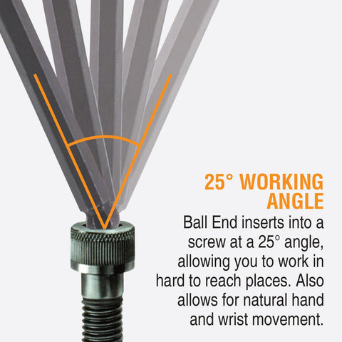 Bondhus Balldriver demonstrates a 25-degree turning angle for continuous use.