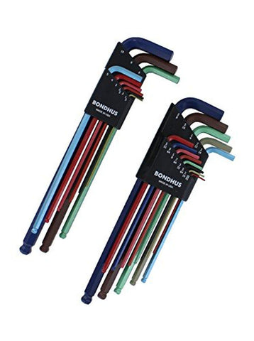 Bondhus 69699 metric L-wrenches in a long-arm set ideal for space-limited fastener access.