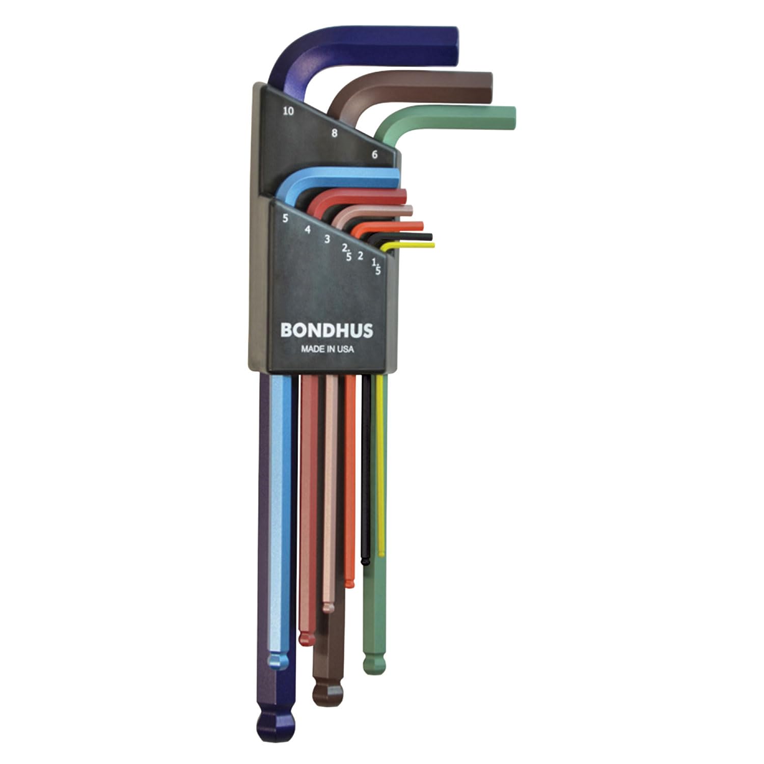 Bondhus 9-piece ball-end L-wrench set with ColorGuard finish for quick ID