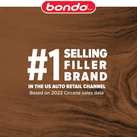 Sandable finish achieved with Bondo Wood Filler in 15 minutes on wood.
