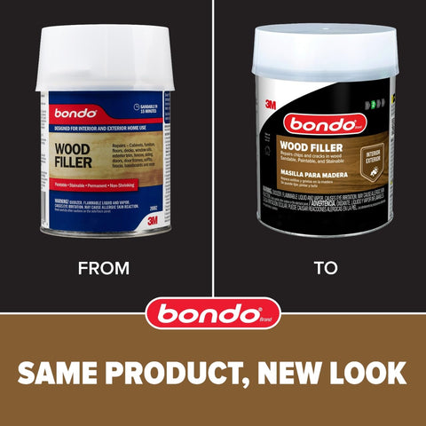 Applying Bondo Wood Filler for a quick, durable repair in a crack.