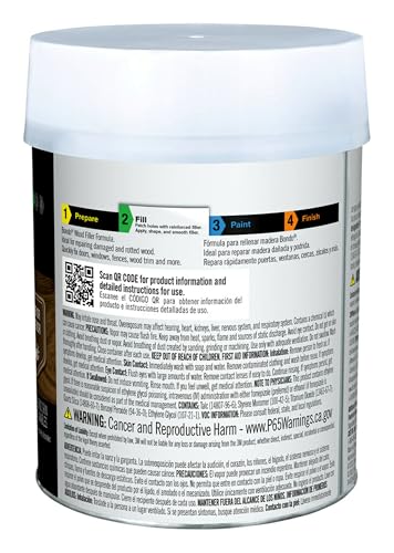 Bondo Wood Filler compatible with stain and paint finishes for seamless blending.