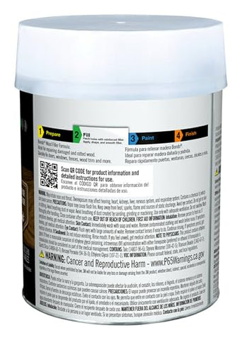 Bondo Wood Filler compatible with stain and paint finishes for seamless blending.