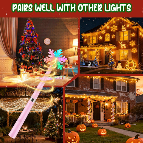 Bonfix wand emits colored light and music for mood enhancement.