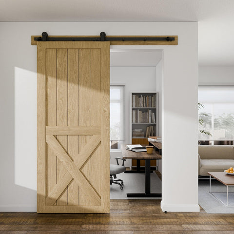 BONIKLUBA top-mount track hanger enables space-saving single-door installation.