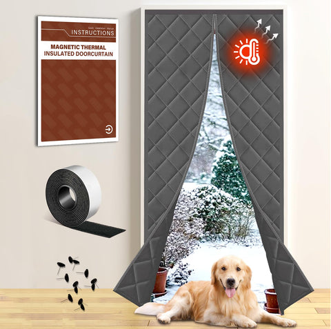 BONLACES insulated magnetic door curtain in winter setup provides draft protection and energy efficiency