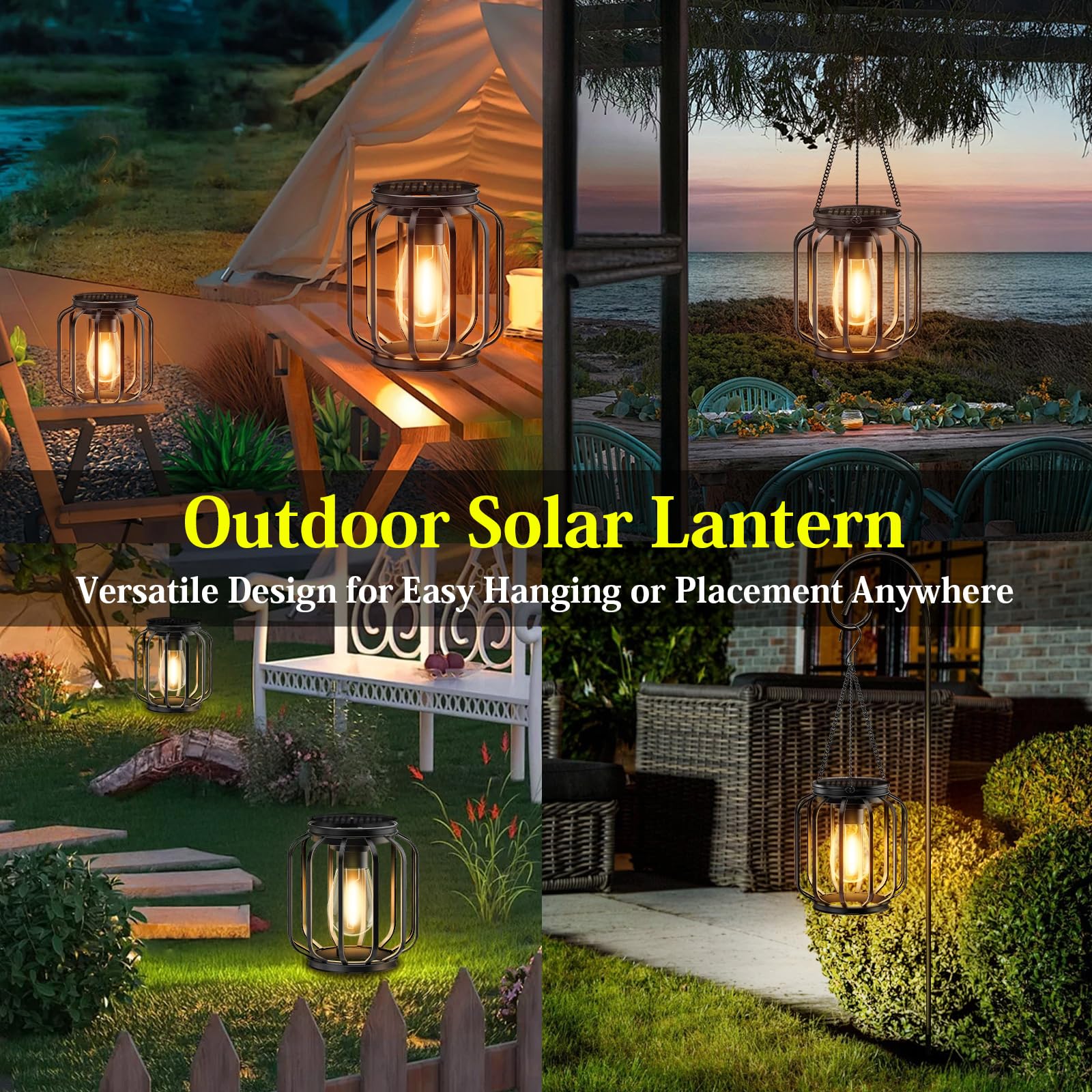 BONLION 2-pack metal lanterns for patio decor and garden accents.
