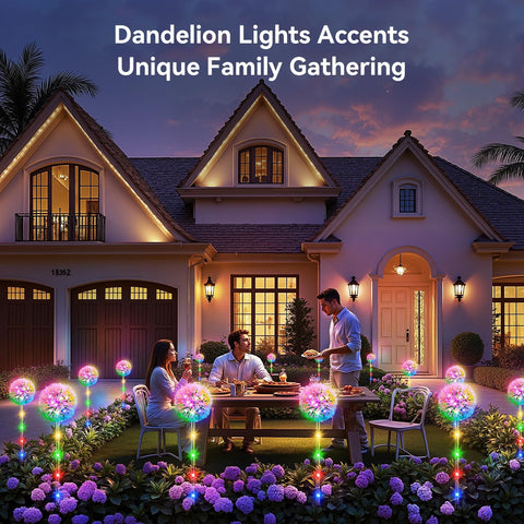 BONLION solar dandelion light color modes deliver colorful glow for any outdoor space