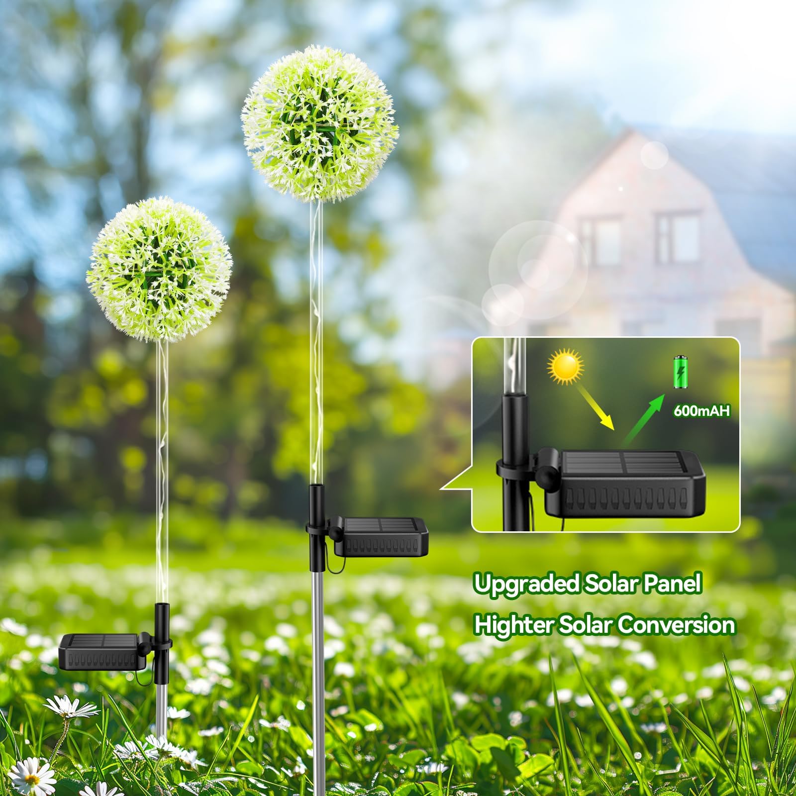 BONLION garden path light decor brightens walkways with decorative petals