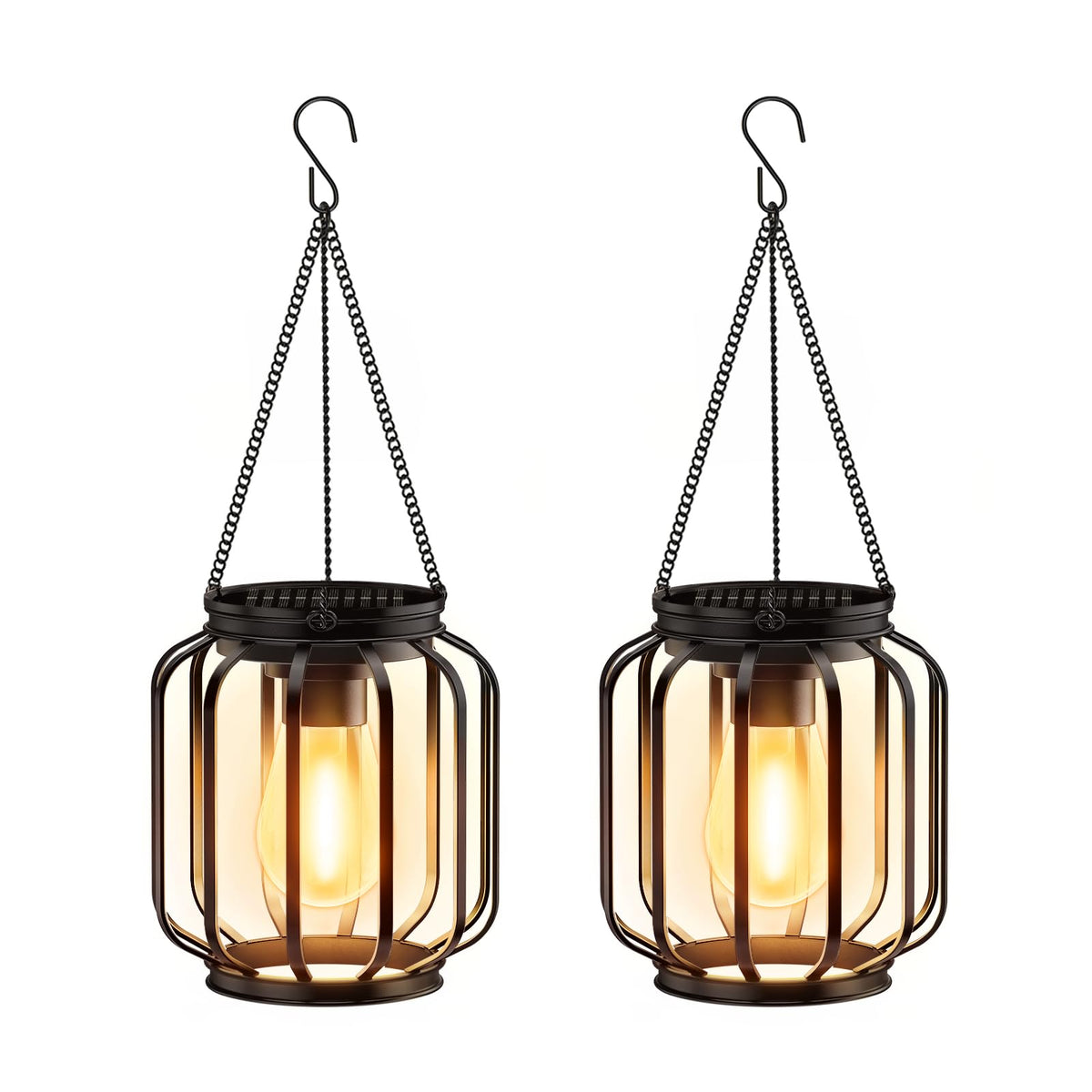 BONLION solar hanging lantern outdoor branch casts warm glow for evenings.