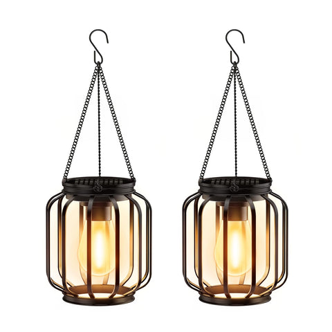 BONLION solar hanging lantern outdoor branch casts warm glow for evenings.
