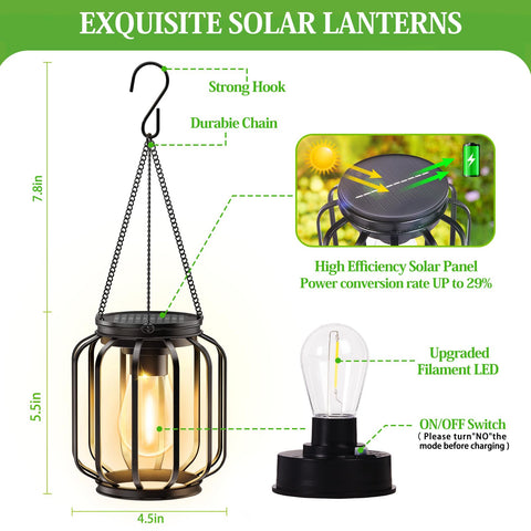 BONLION solar hanging lantern porch lights up entry with soft, welcoming light.
