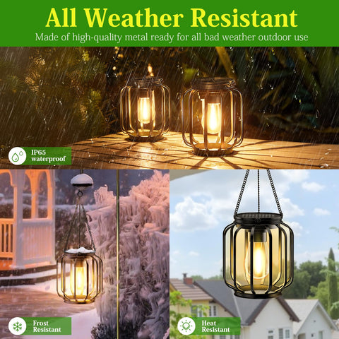 BONLION solar hanging lantern pathway garden adds romantic ambient lighting.