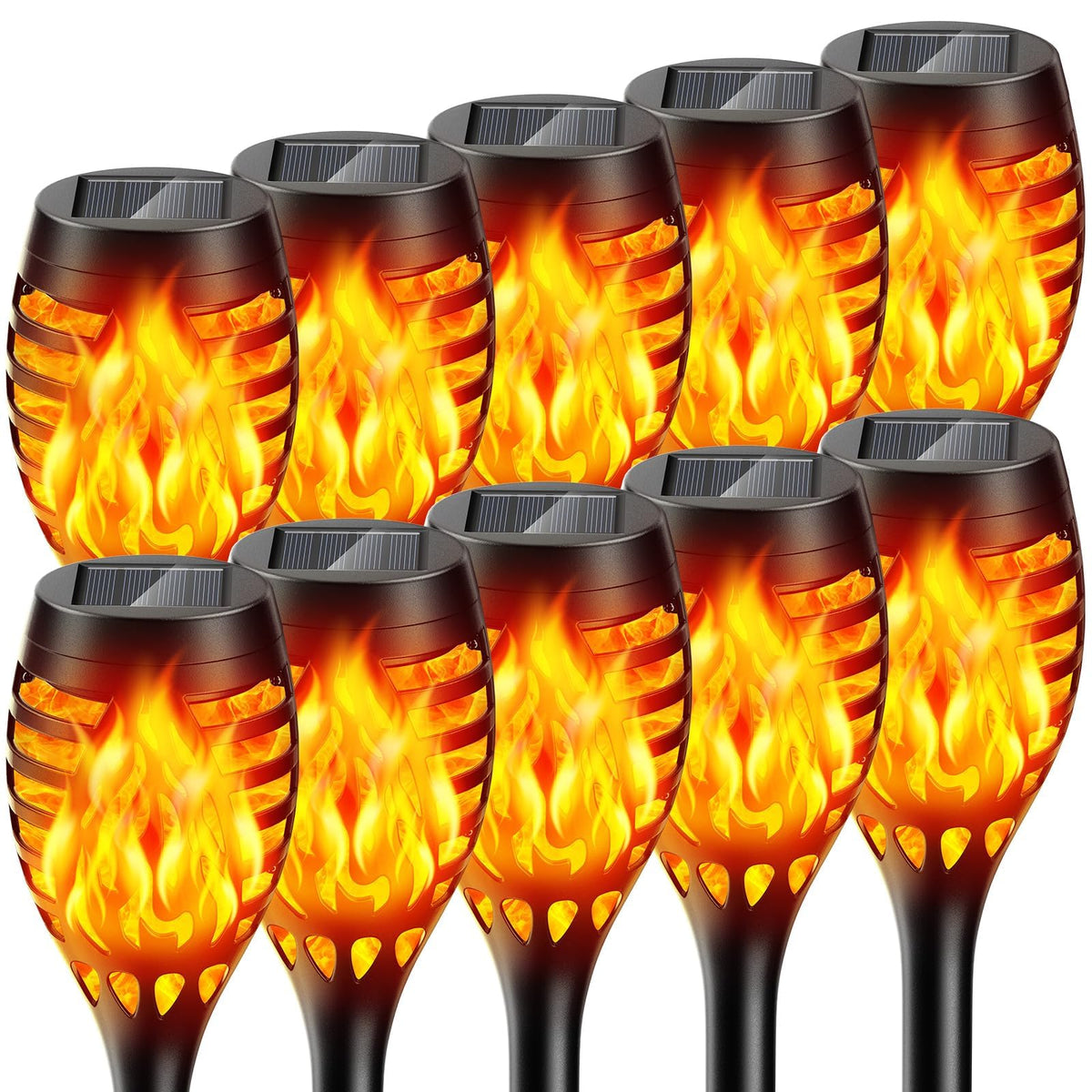 BONLION solar torch light flickering flame for dusk ambiance
