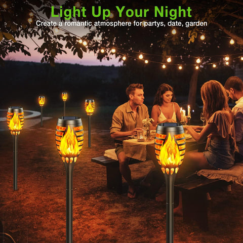 BONLION solar torch lights with ground spikes for simple ground installation